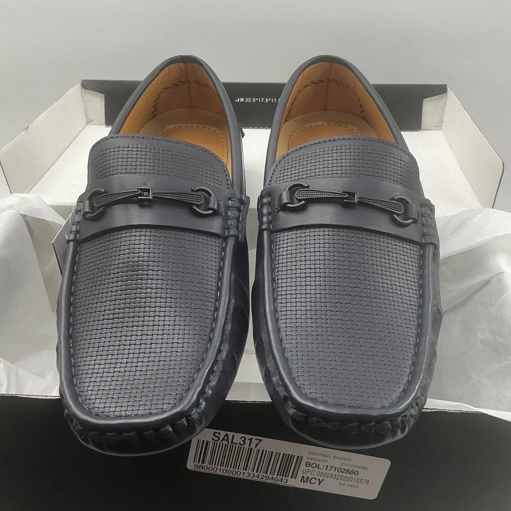 Aston Marc Mens Drive-01 Navy Blue Bit Loafer Driving Shoes H-7023 Size 10.5